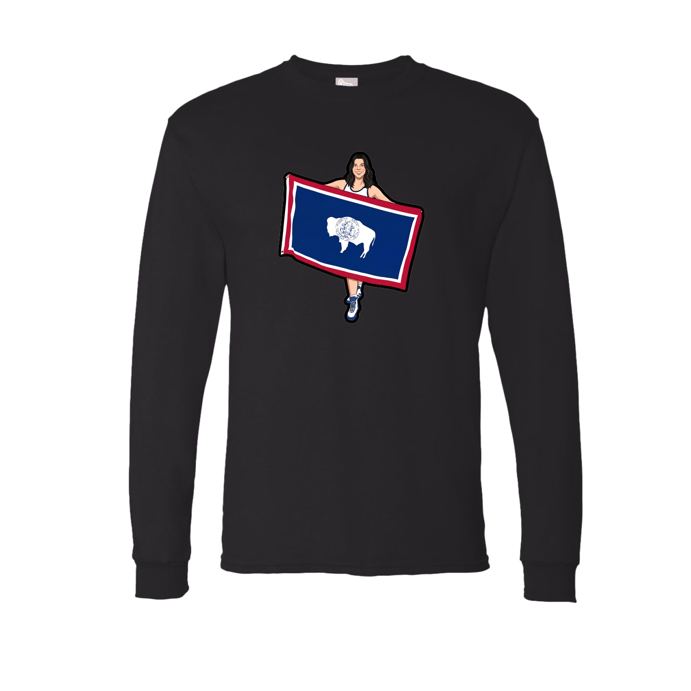 Long Sleeve Tee — Name Vertical in Black