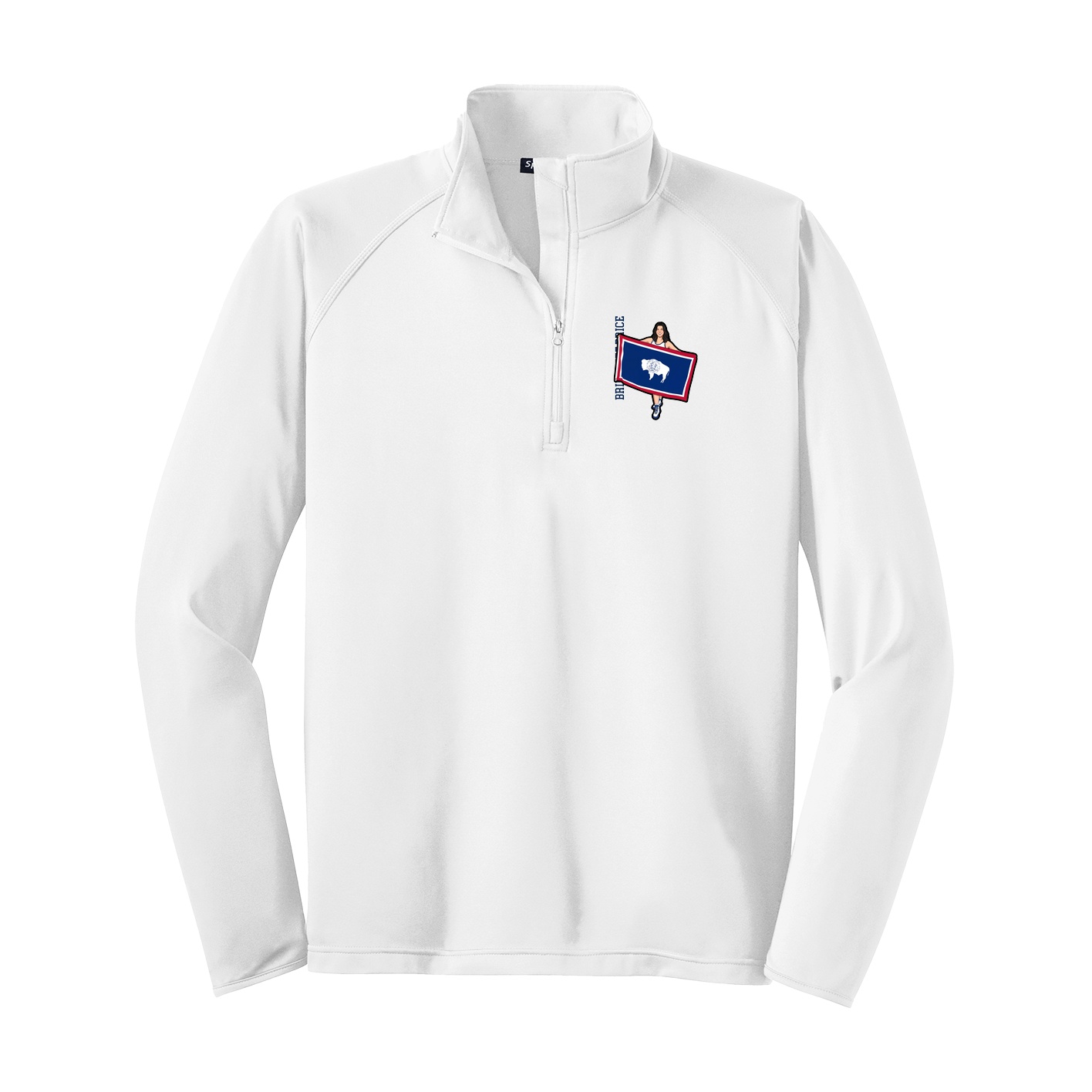 Q-Zip Pullover — Name Vertical in White