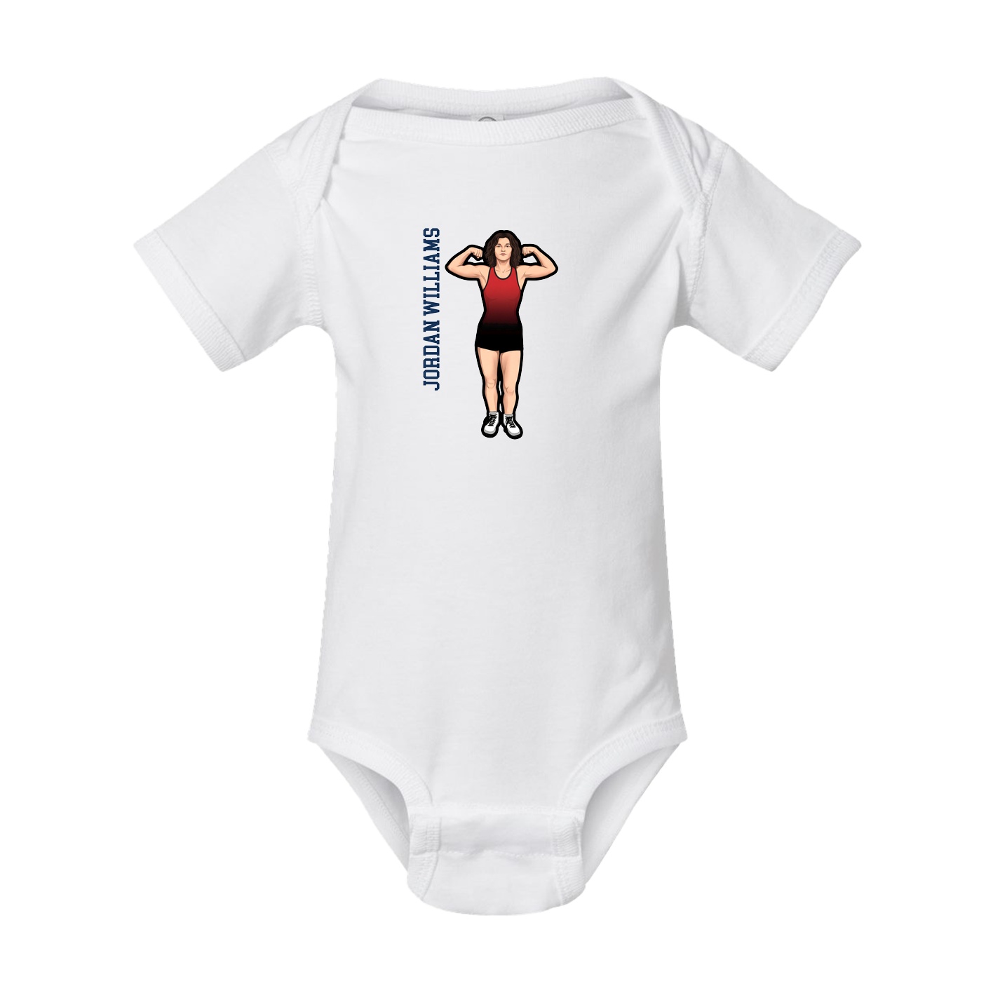 Baby Onesie — Name Vertical in White
