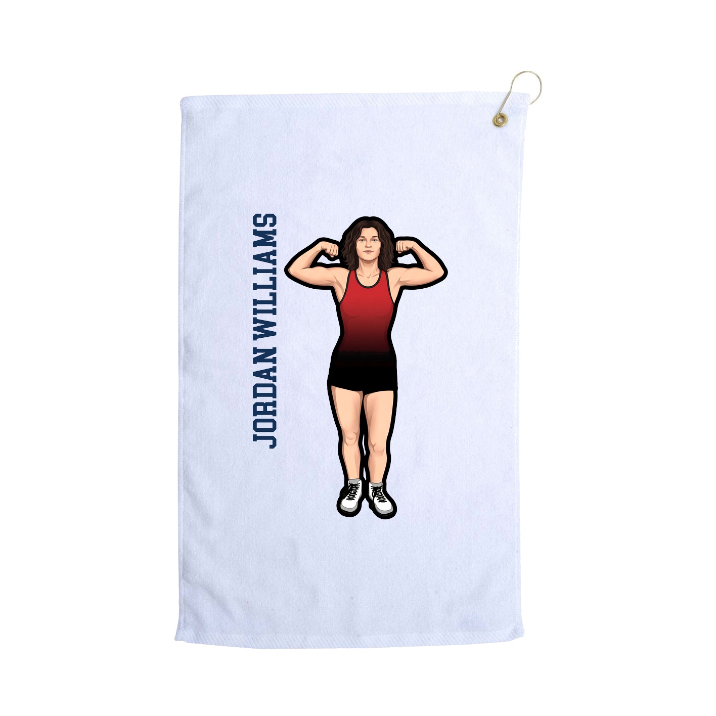 Golf Towel — Name Vertical in White