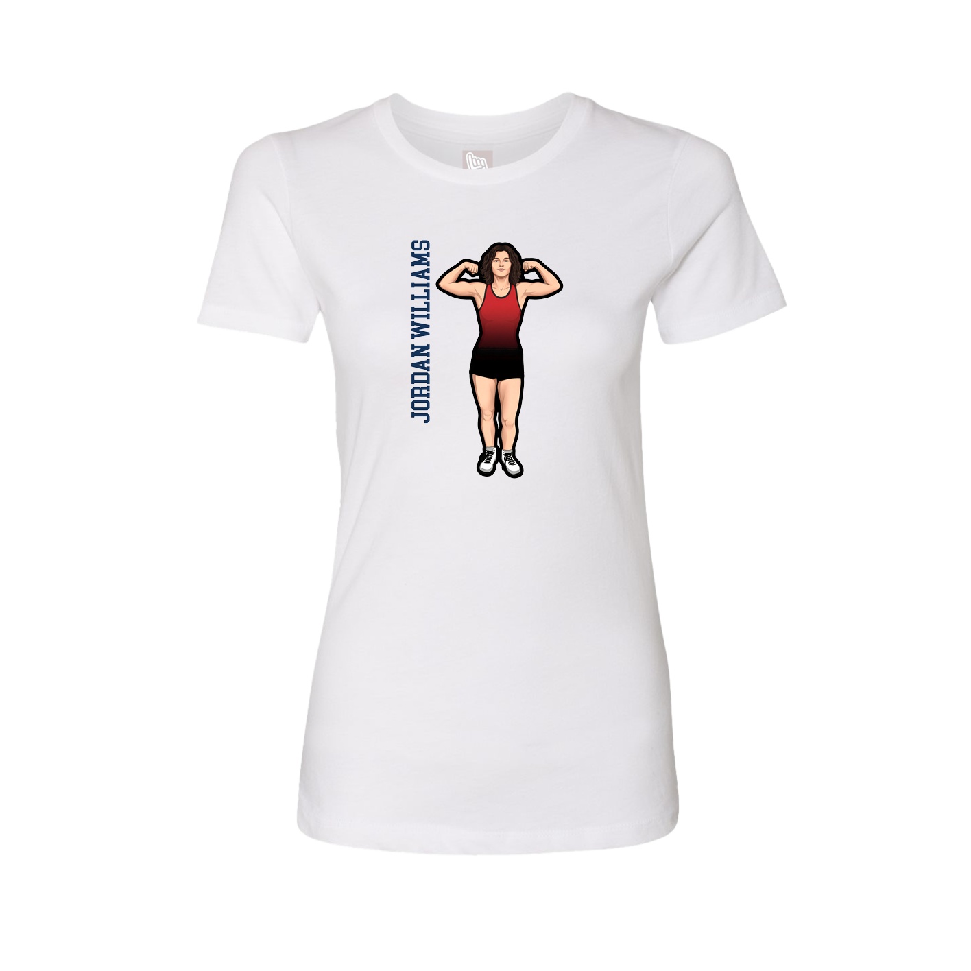 Fitted Women's Tee — Name Vertical in White
