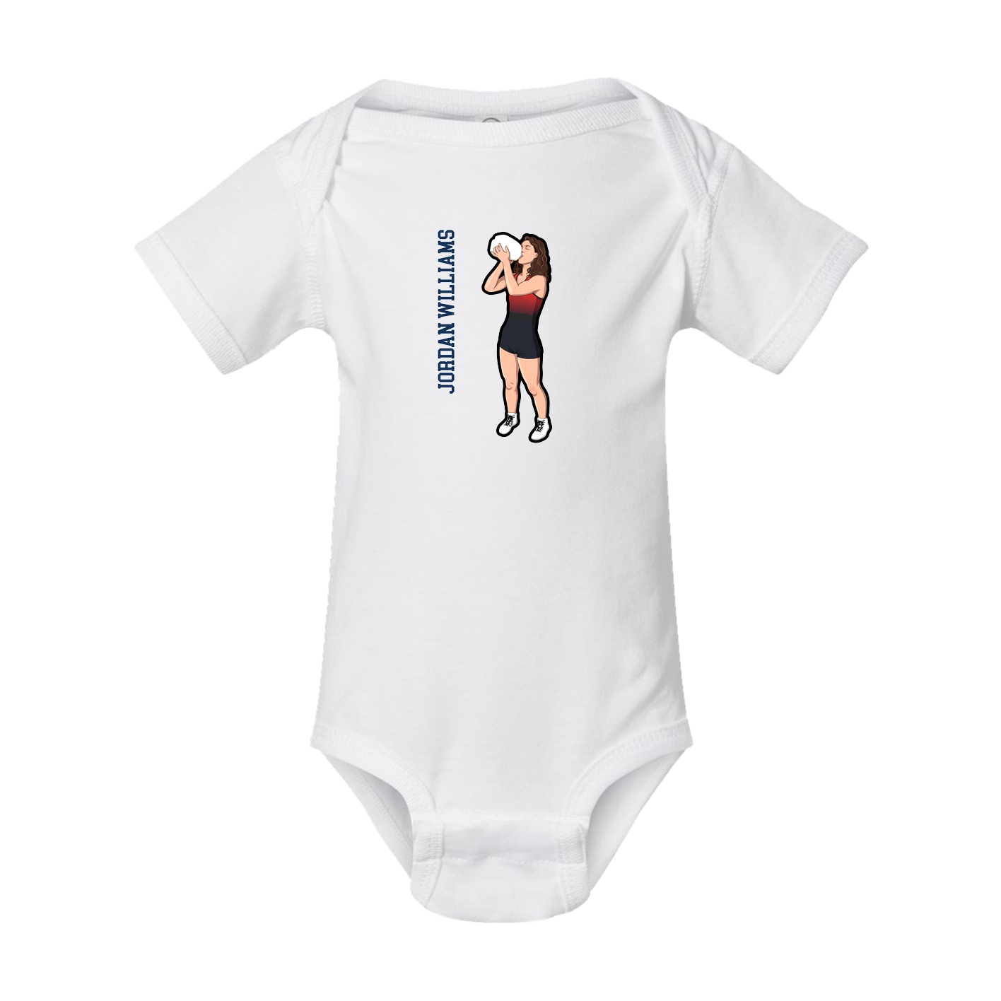Baby Onesie — Name Vertical in White