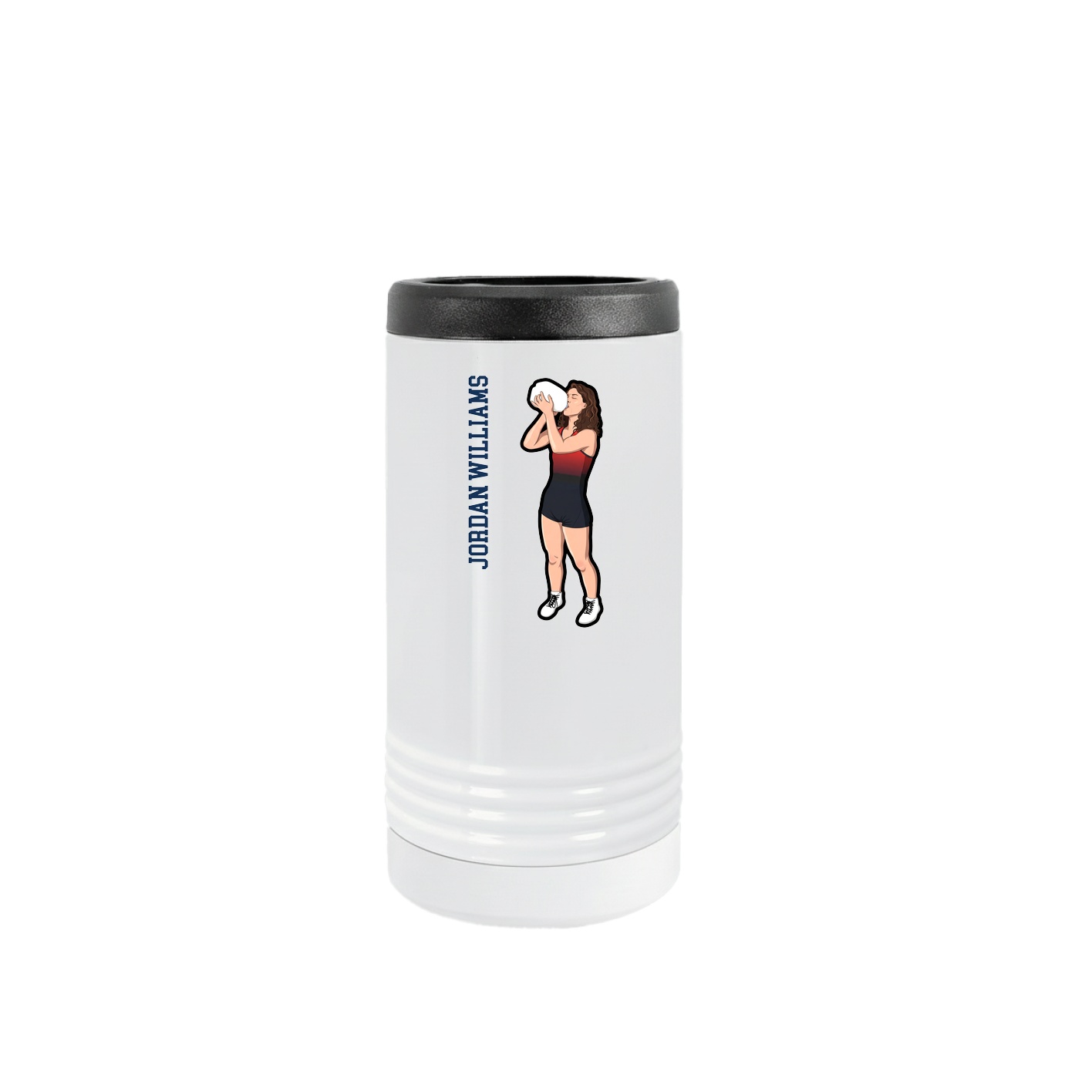 Slim Beverage Holder — Name Vertical in White