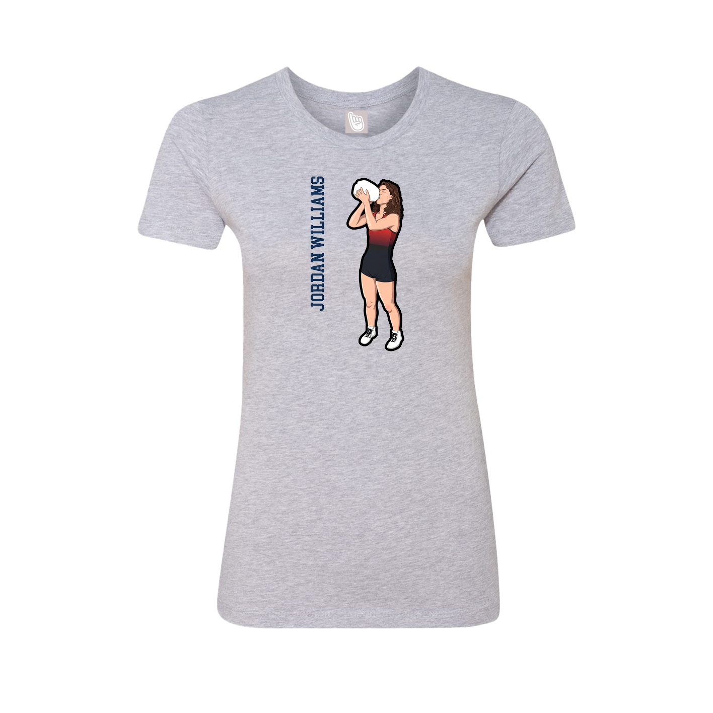 Fitted Women's Tee — Name Vertical in Grey