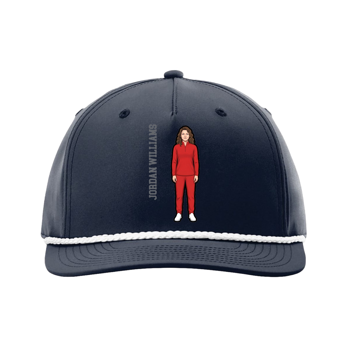 Five-Panel Classic Rope Cap — Name Vertical in Navy