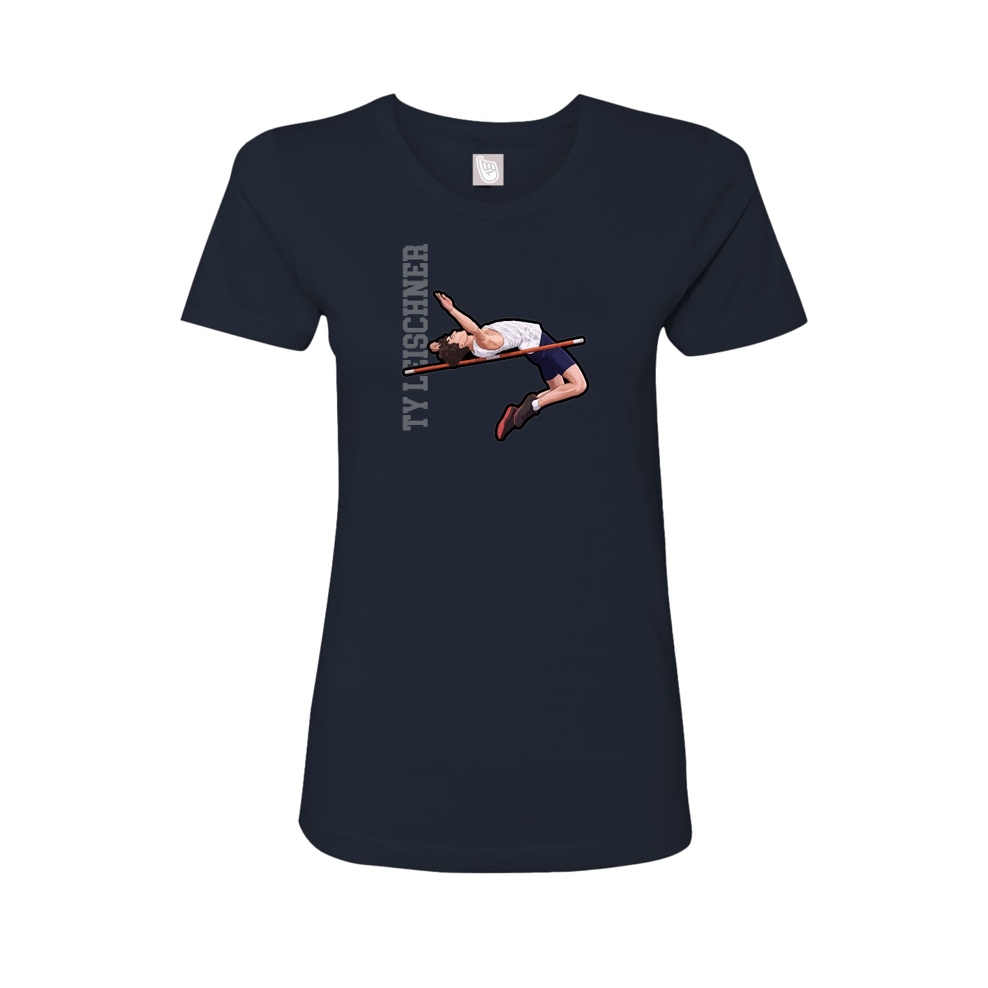 Fitted Women's Tee — Name Vertical in Navy