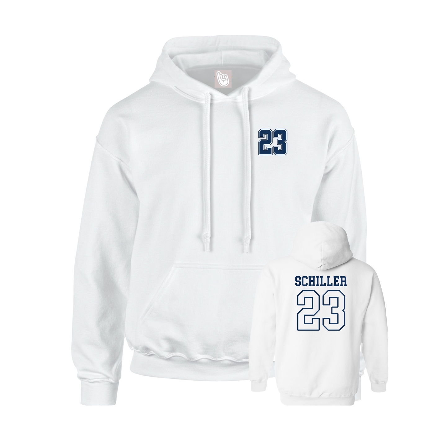Youth Hoodie — Chest Back in White