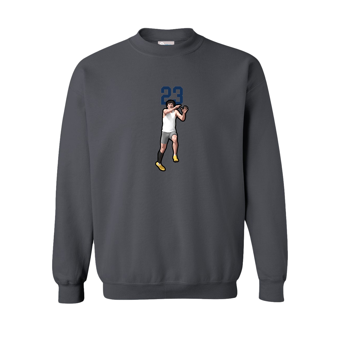 Fleece Crew — Number Top in Grey