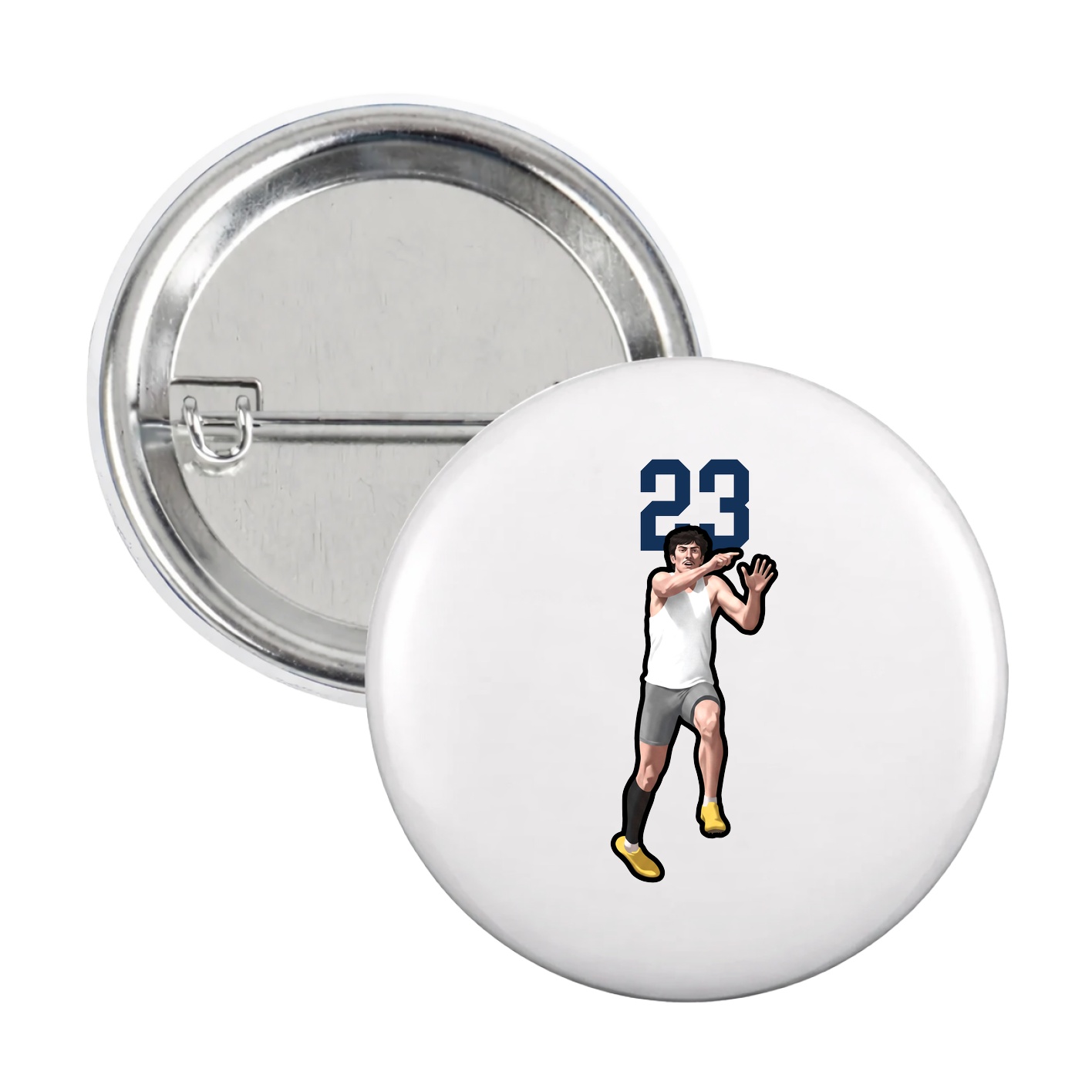 Game Day Button — Number Top in White