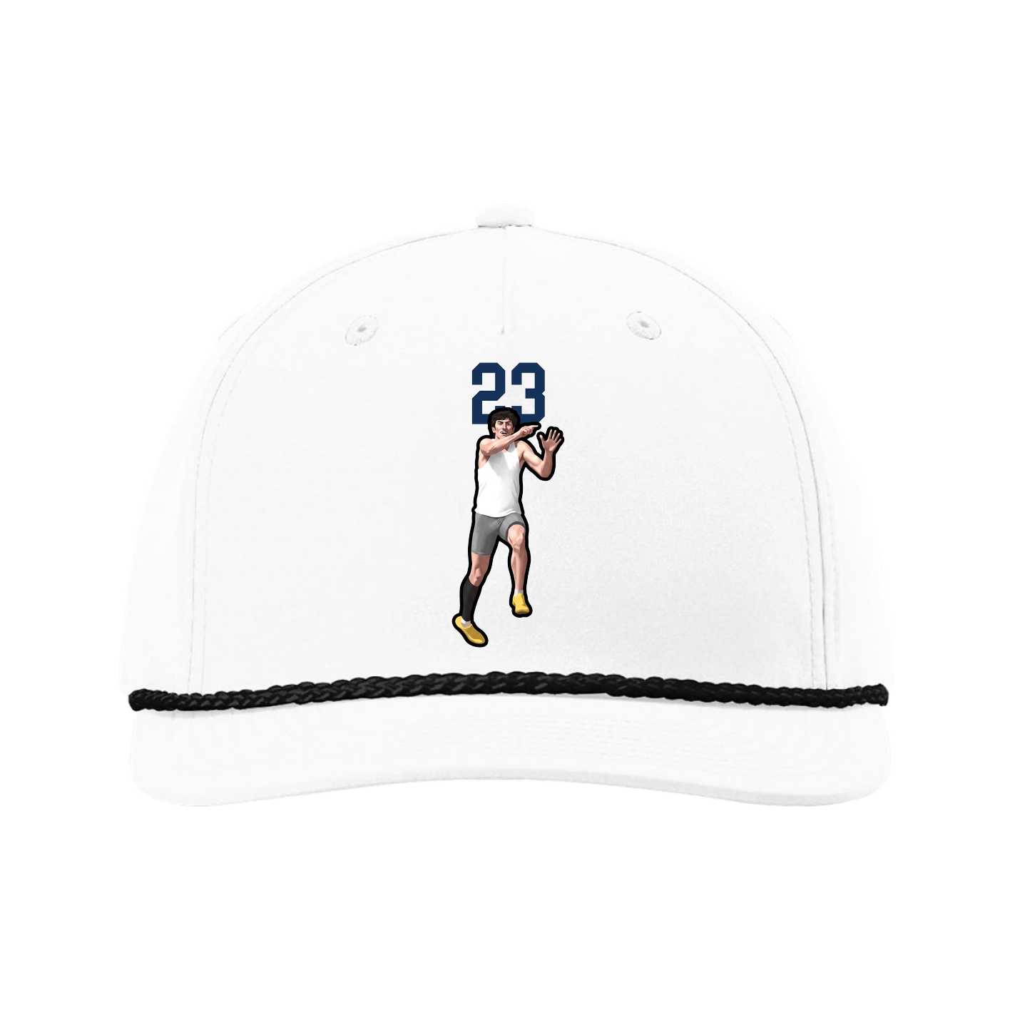 Five-Panel Classic Rope Cap — Number Top in White