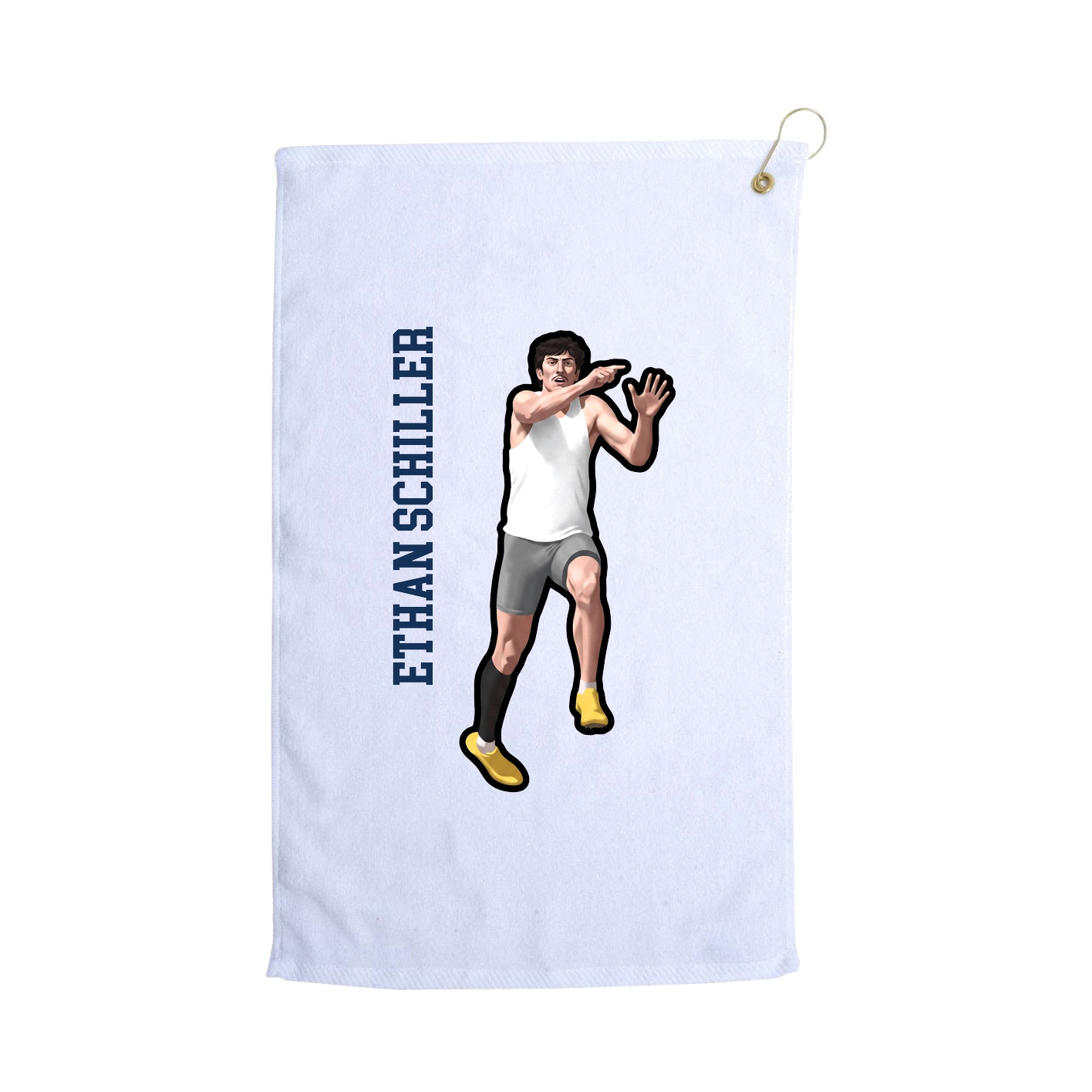 Golf Towel — Name Vertical in White