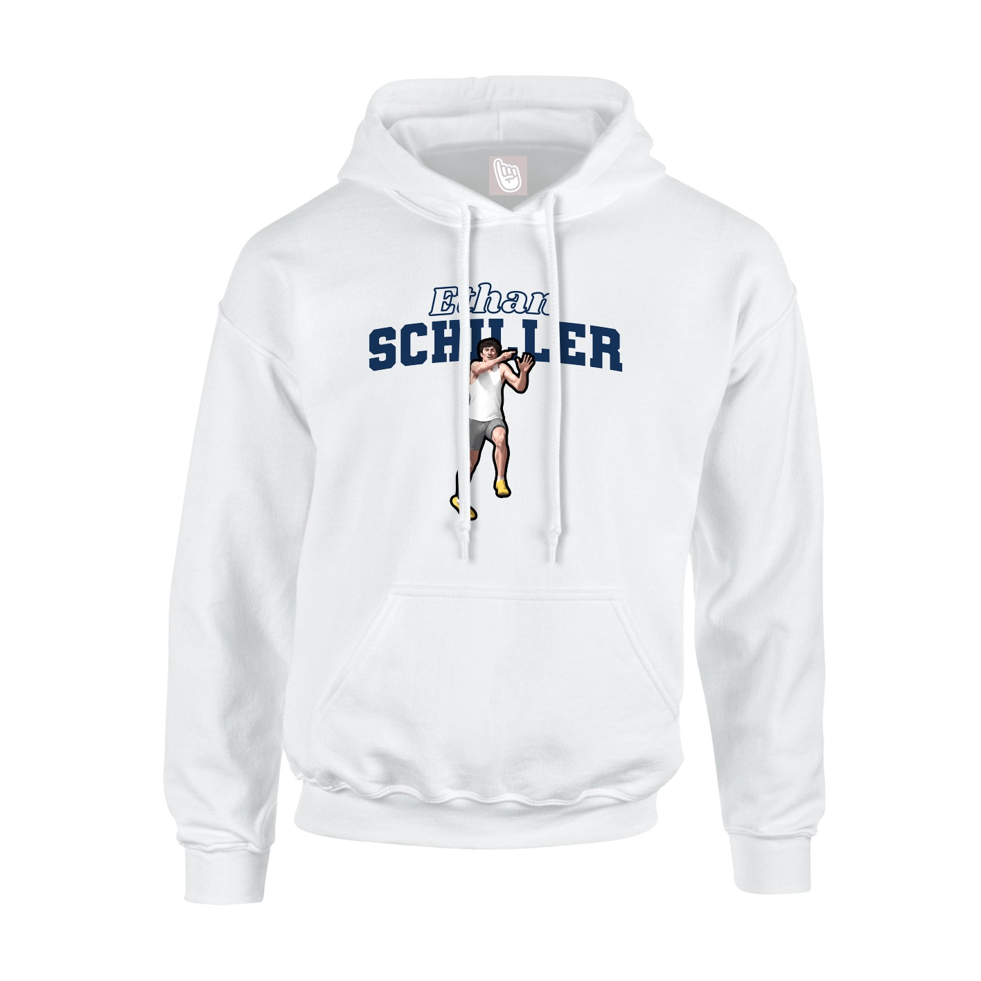 Youth Hoodie — Name Arch in White
