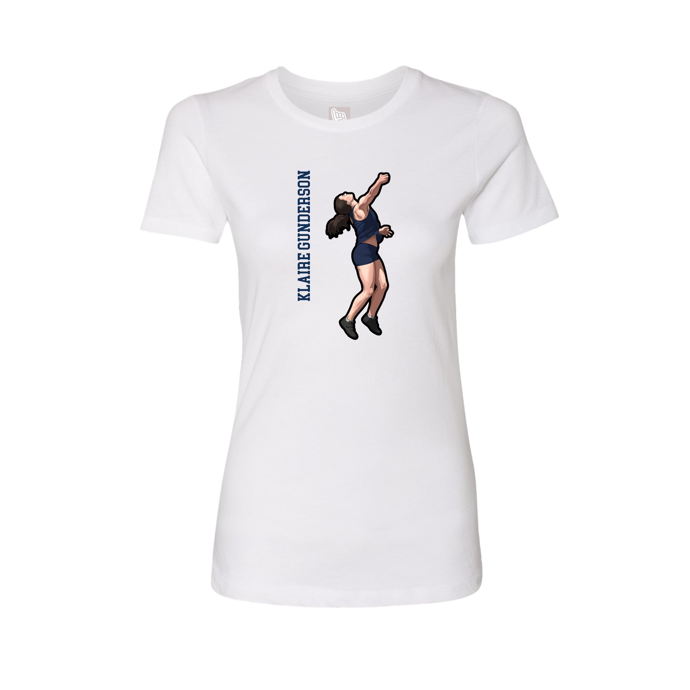 Fitted Women's Tee — Name Vertical in White