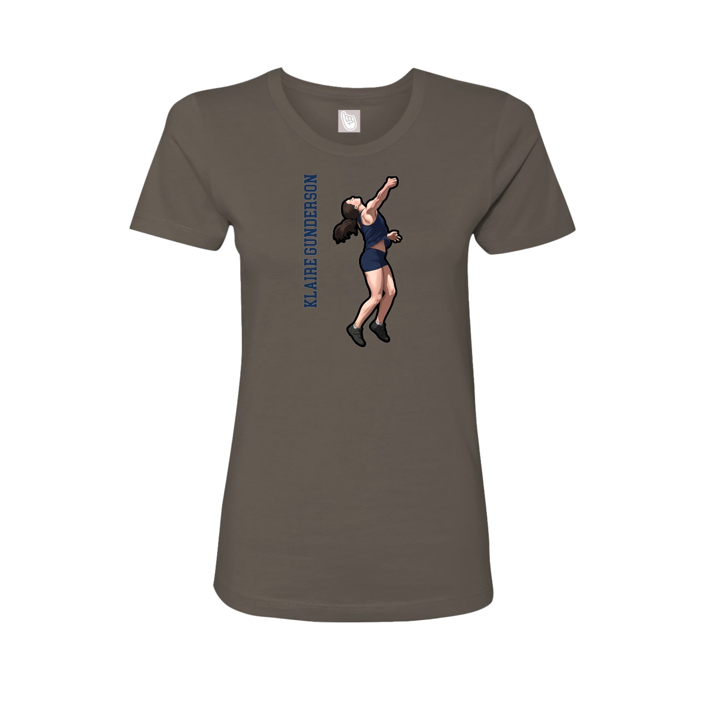 Fitted Women's Tee — Name Vertical in Grey