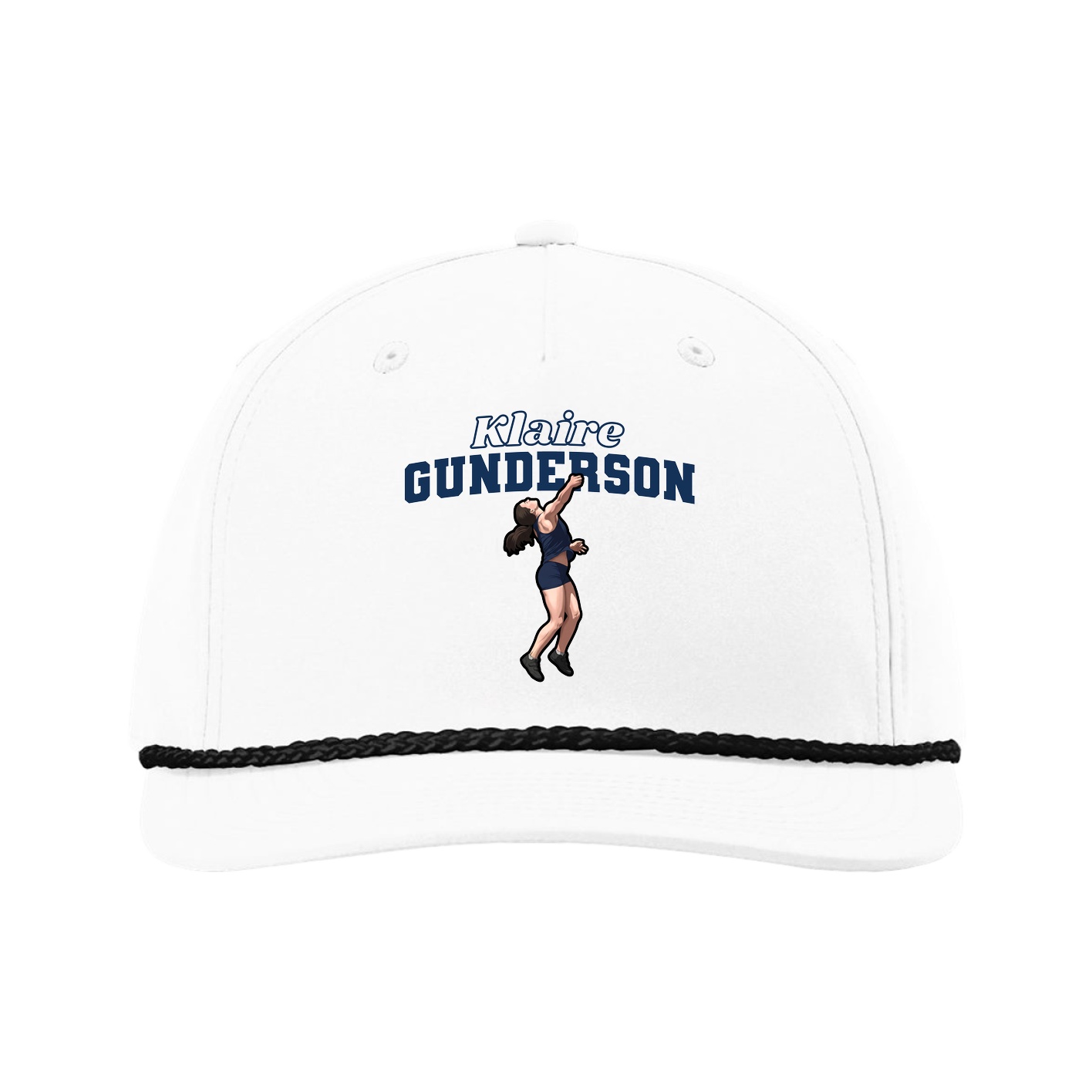 Five-Panel Classic Rope Cap — Name Arch in White
