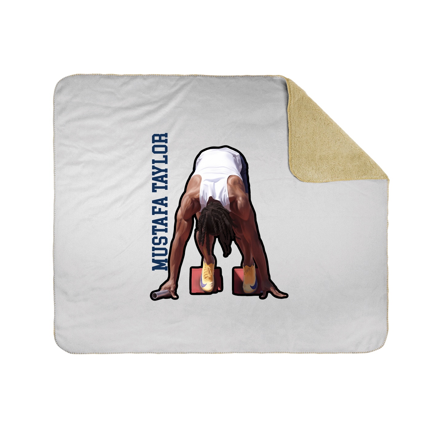 Throw Blanket — Name Vertical in White