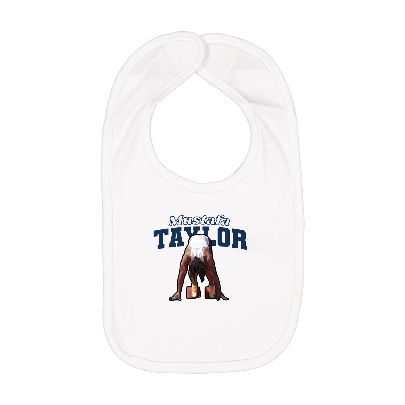 Infant Bib — Name Arch in White