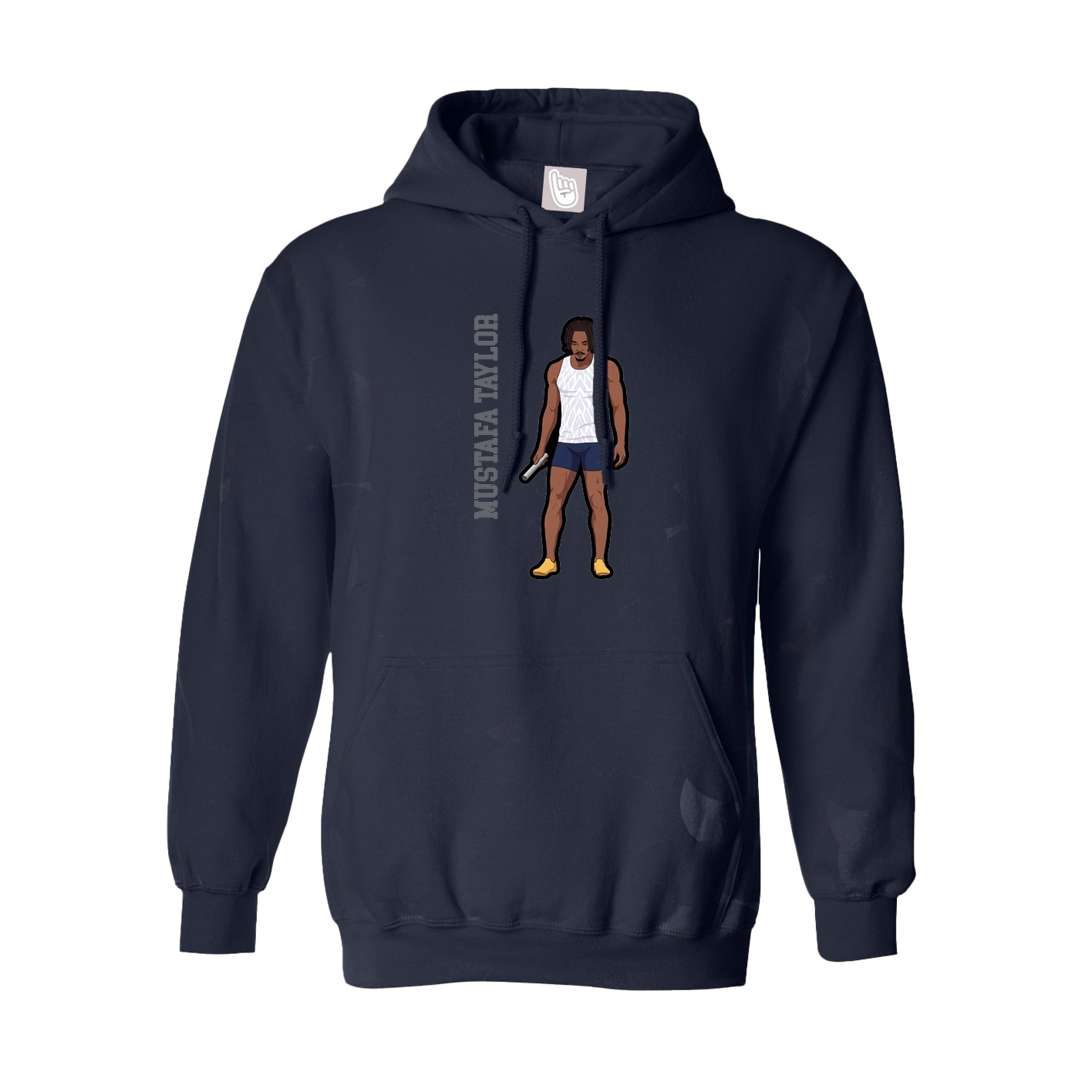 Hoodie — Name Vertical in Navy