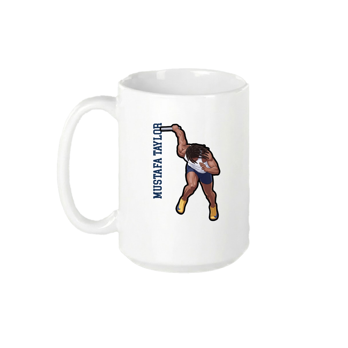 15oz Coffee Mug — Name Vertical in White