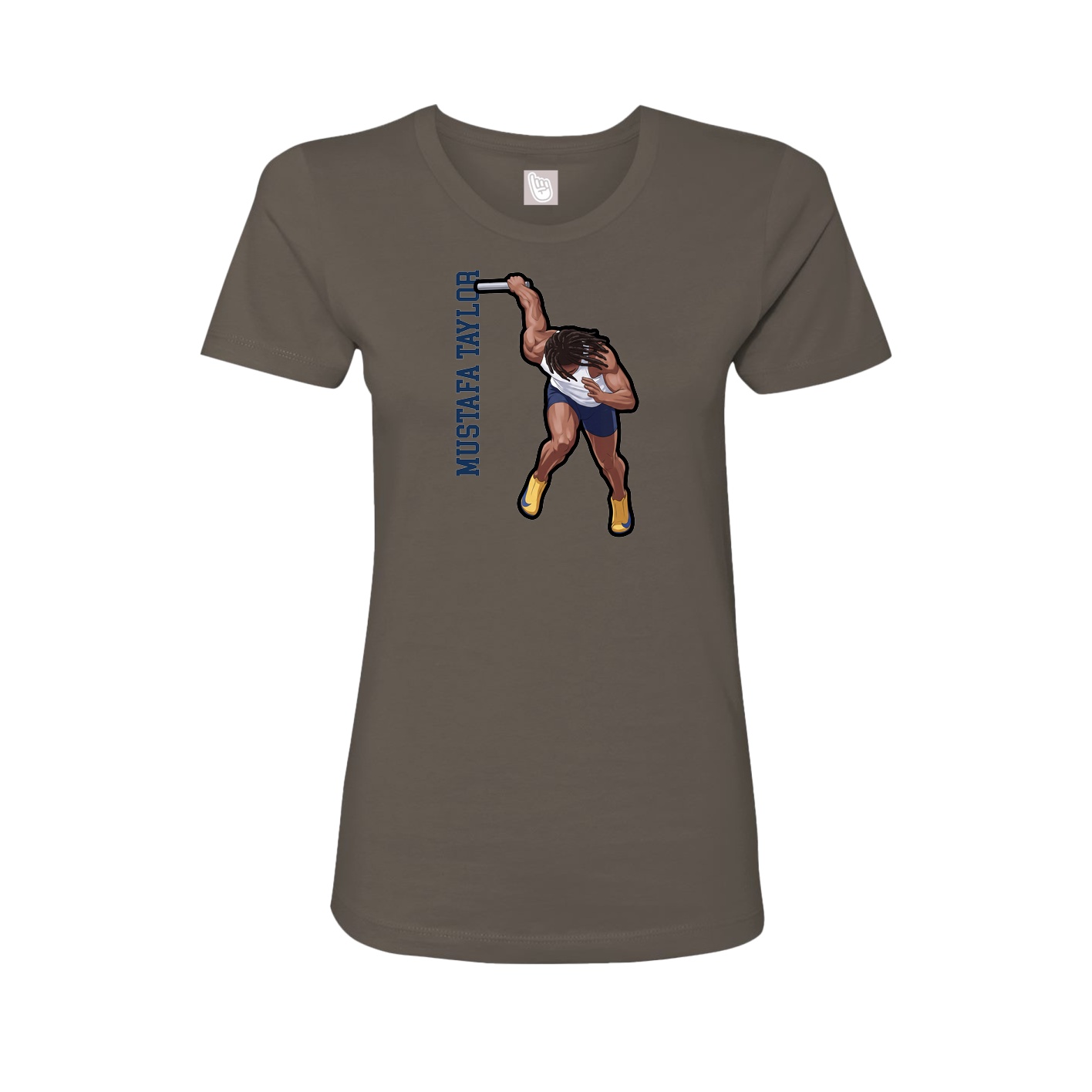 Fitted Women's Tee — Name Vertical in Grey