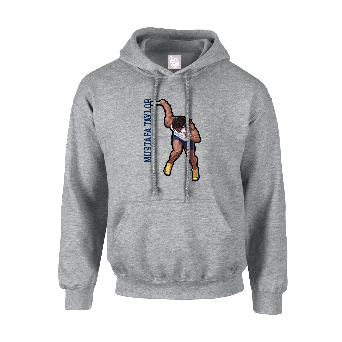 Hoodie — Name Vertical in Grey