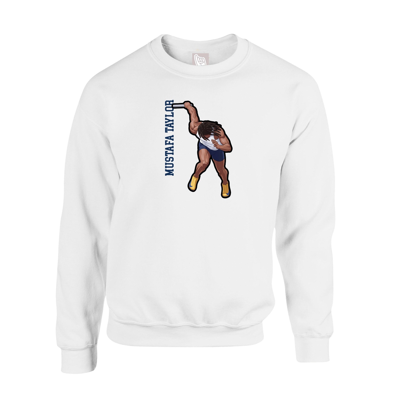 Fleece Crew — Name Vertical in White