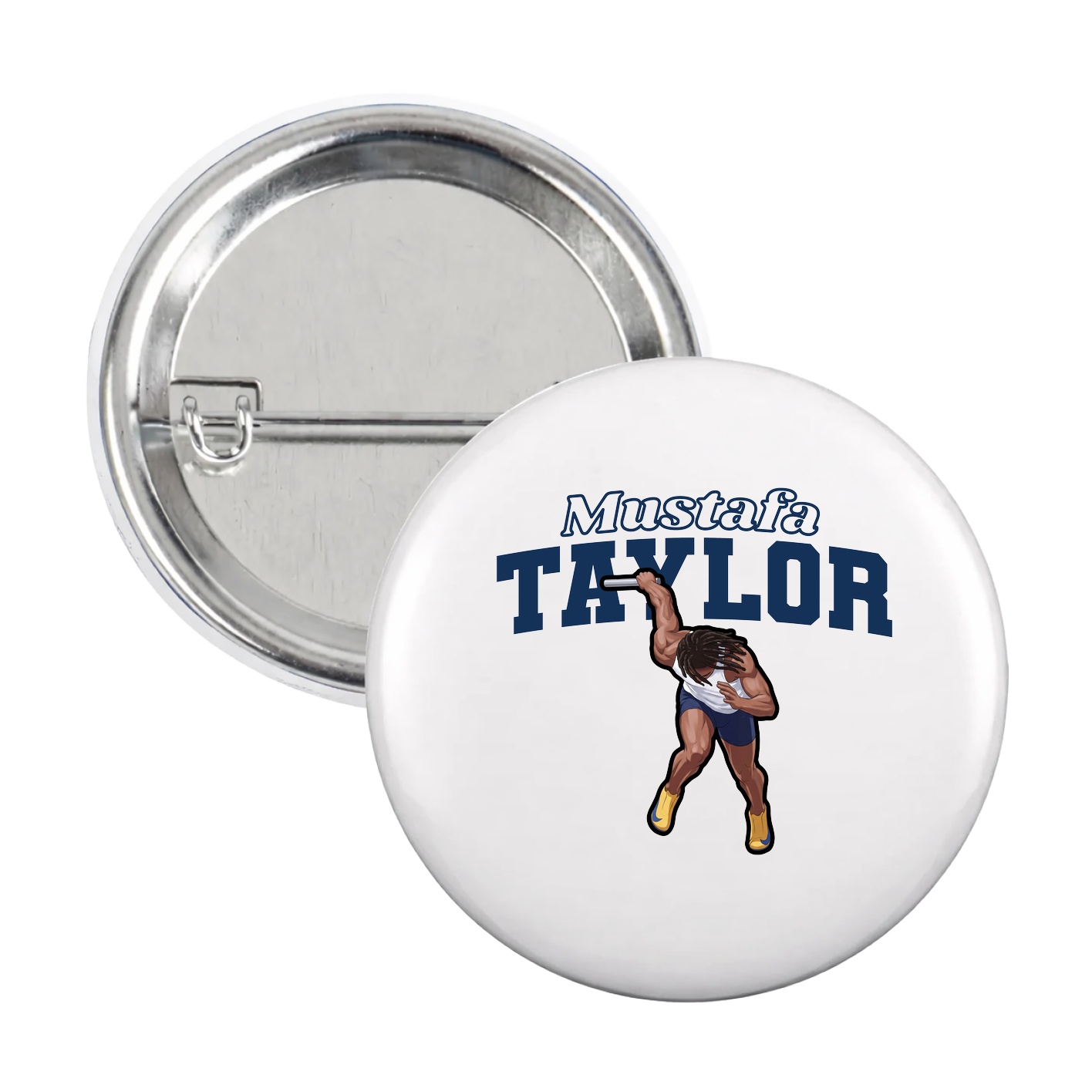 Game Day Button — Name Arch in White