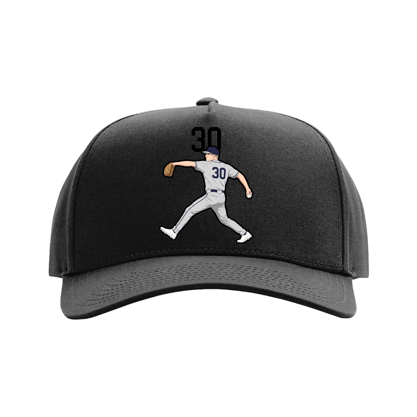 Full Fabric Five-Panel Champ Cap — Number Top in Black