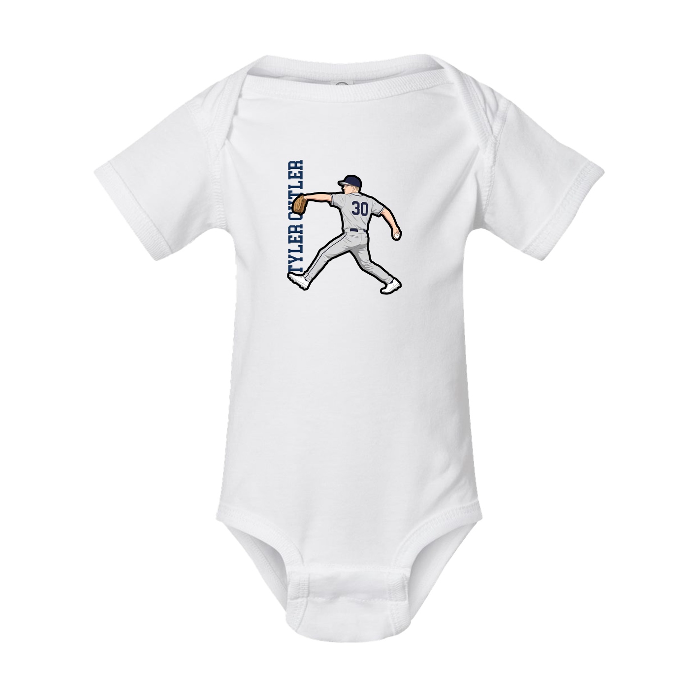 Baby Onesie — Name Vertical in White