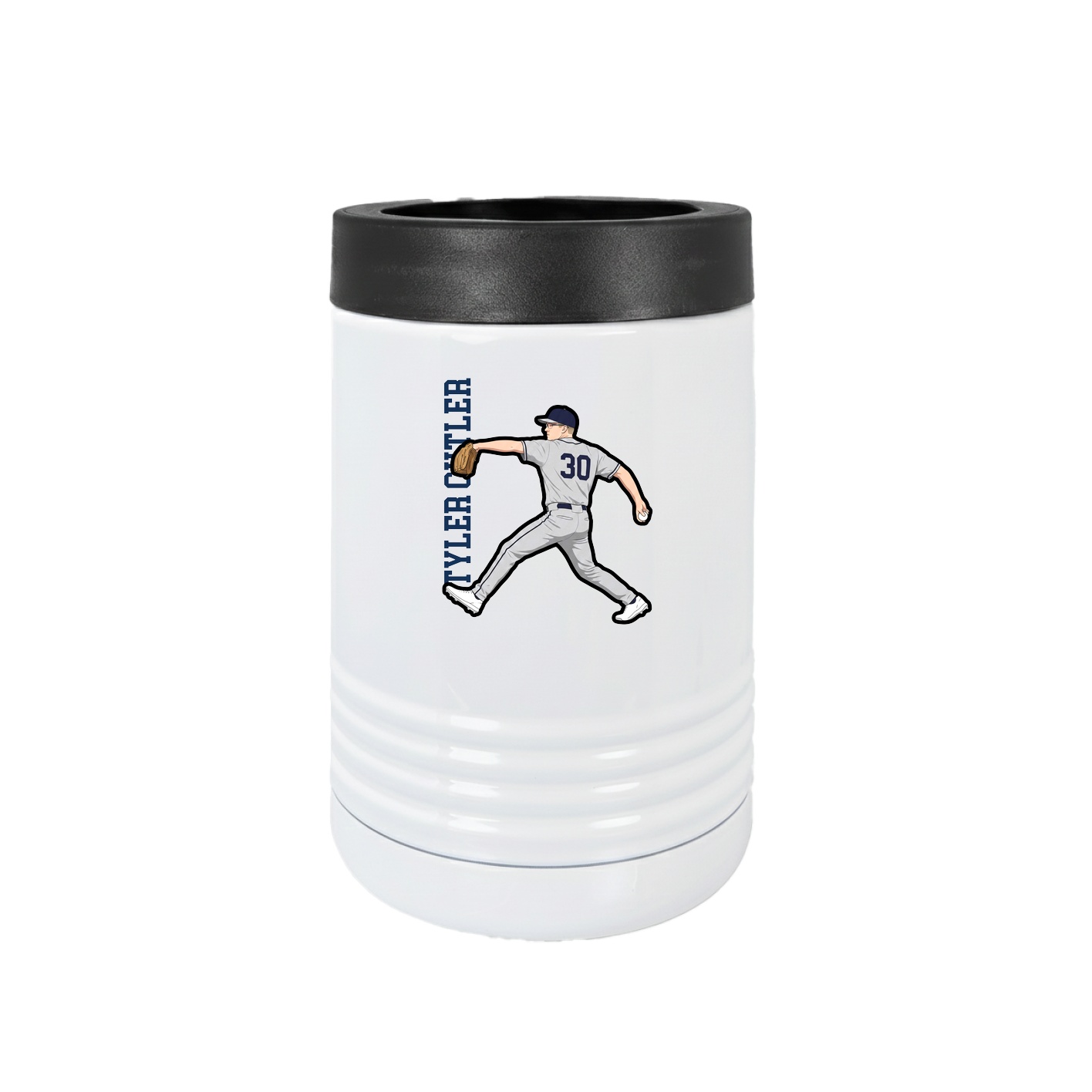 Beverage Holder — Name Vertical in White
