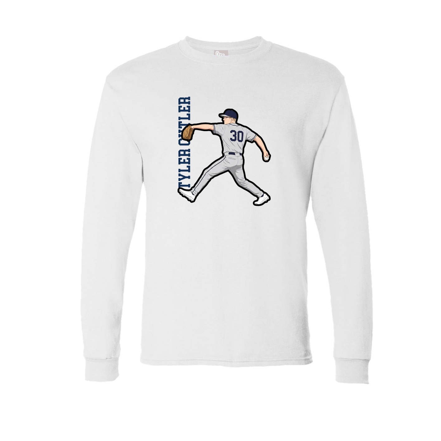 Long Sleeve Tee — Name Vertical in White