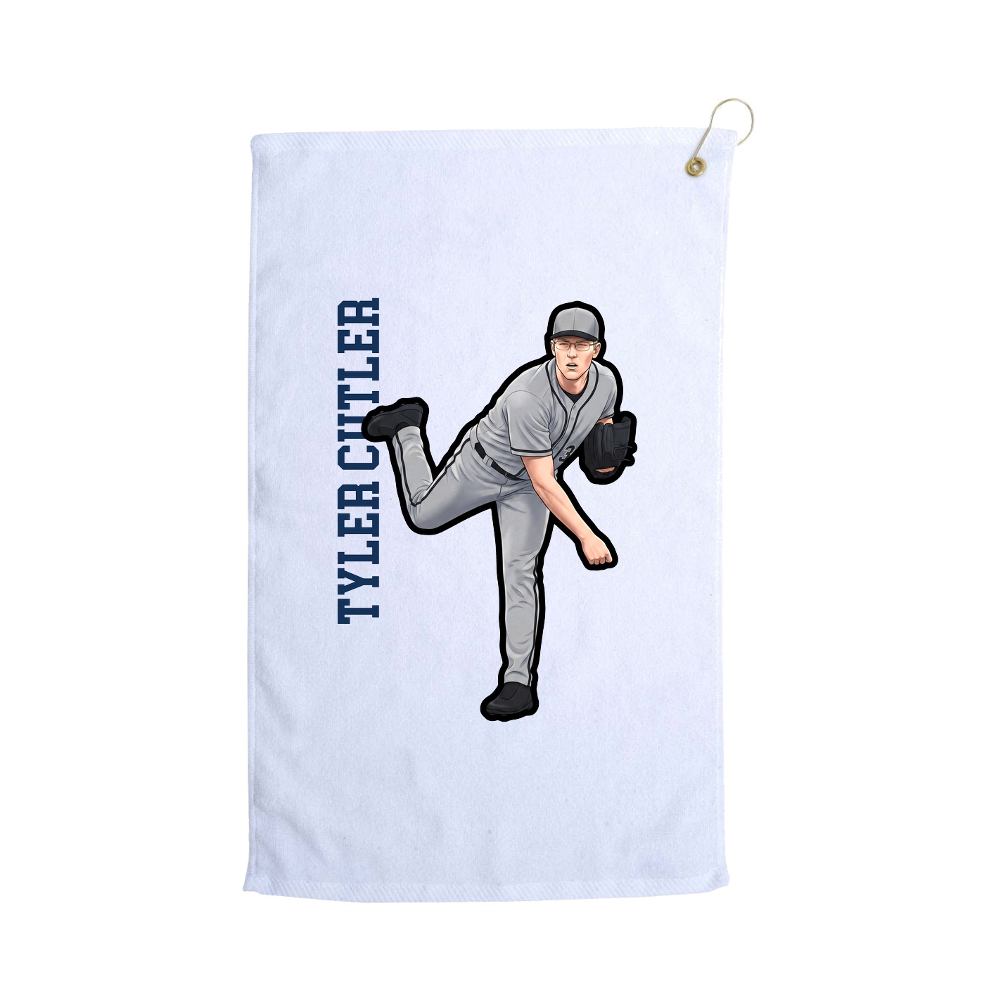 Golf Towel — Name Vertical in White