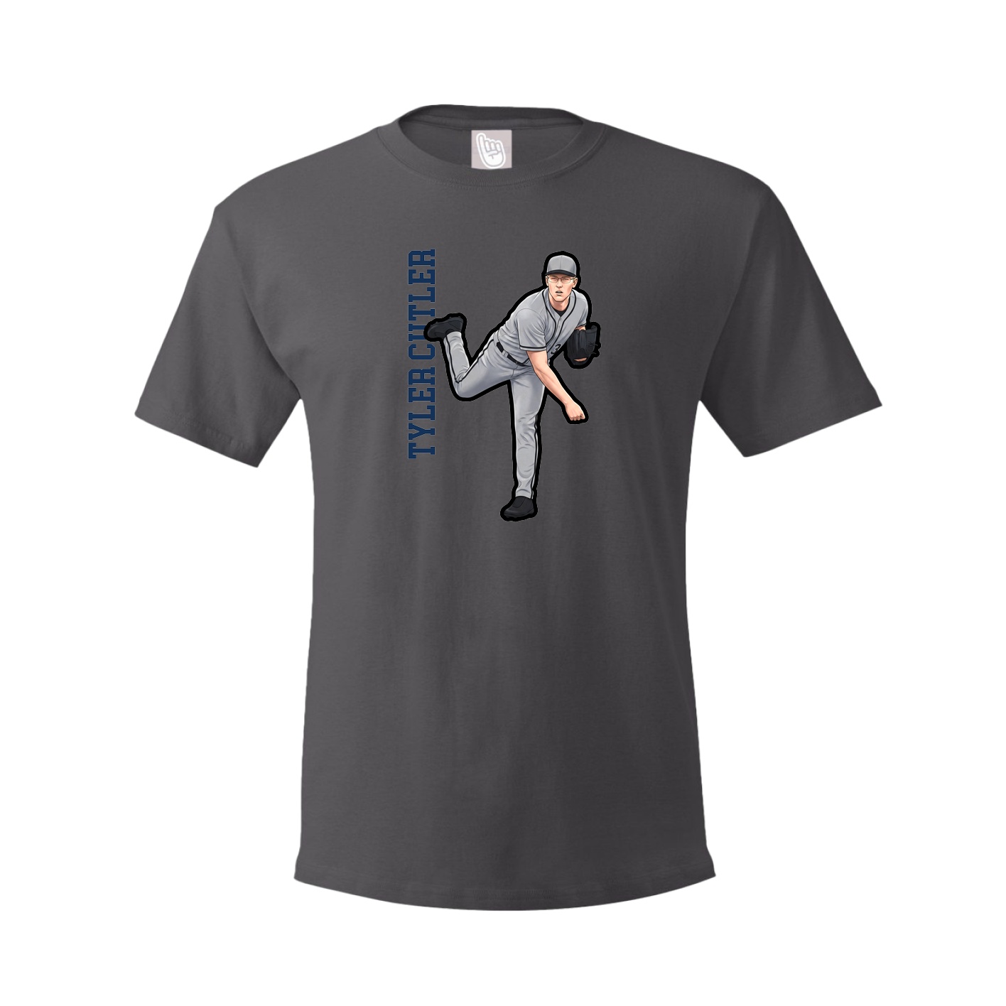 Tee — Name Vertical in Grey
