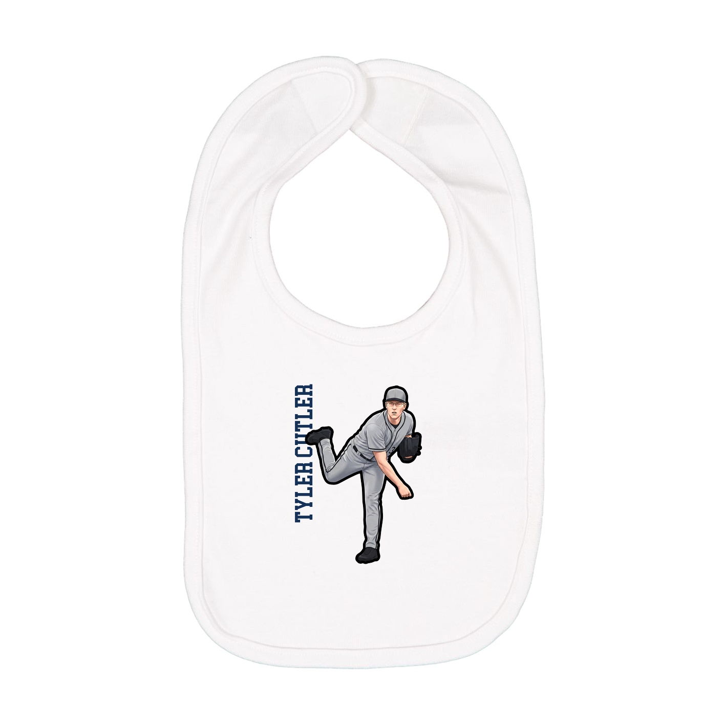 Infant Bib — Name Vertical in White