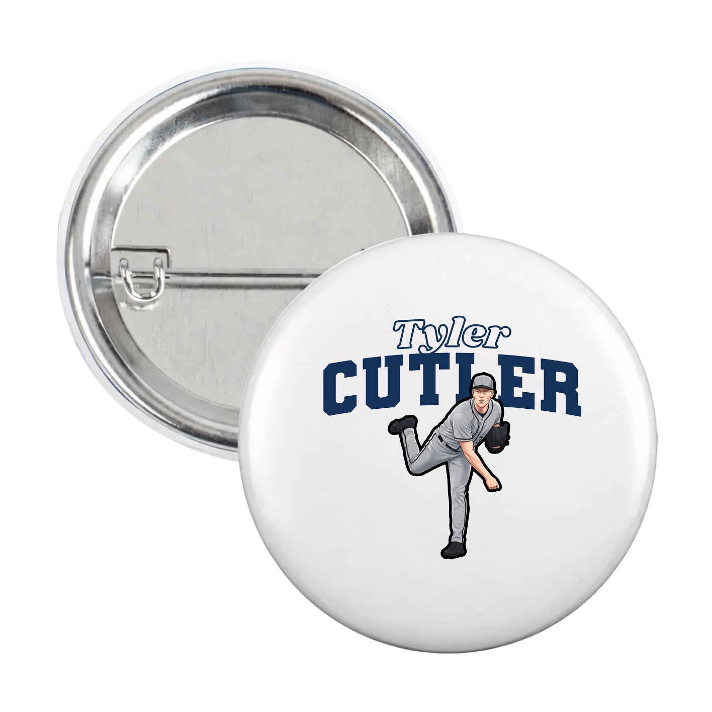 Game Day Button — Name Arch in White
