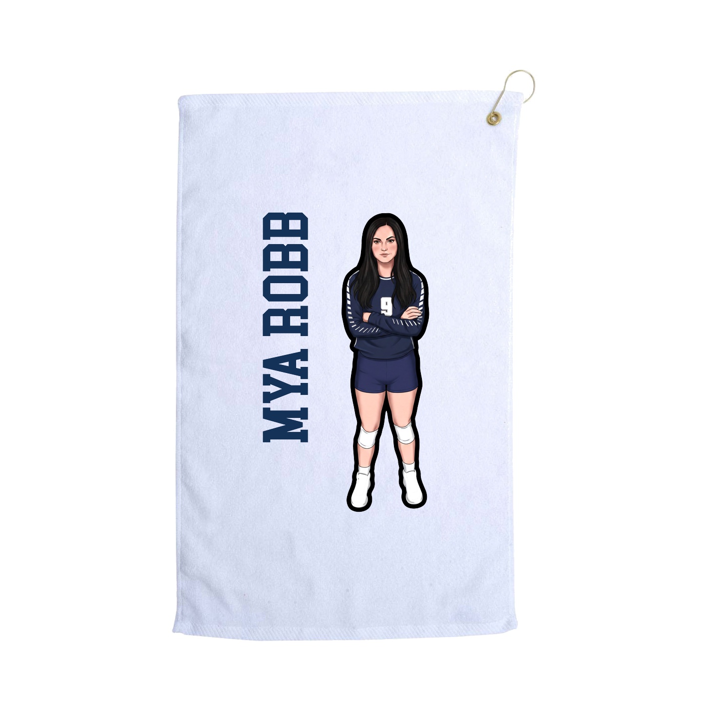 Golf Towel — Name Vertical in White