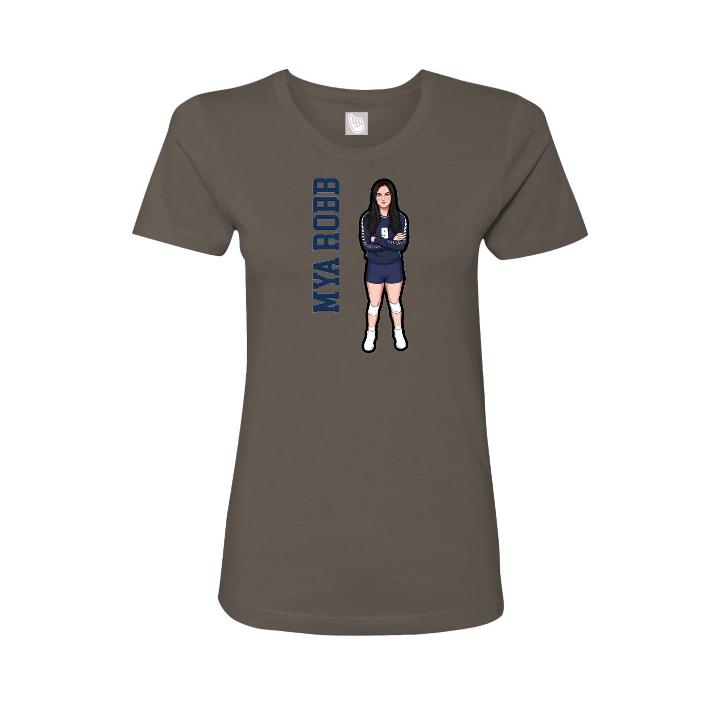 Fitted Women's Tee — Name Vertical in Grey