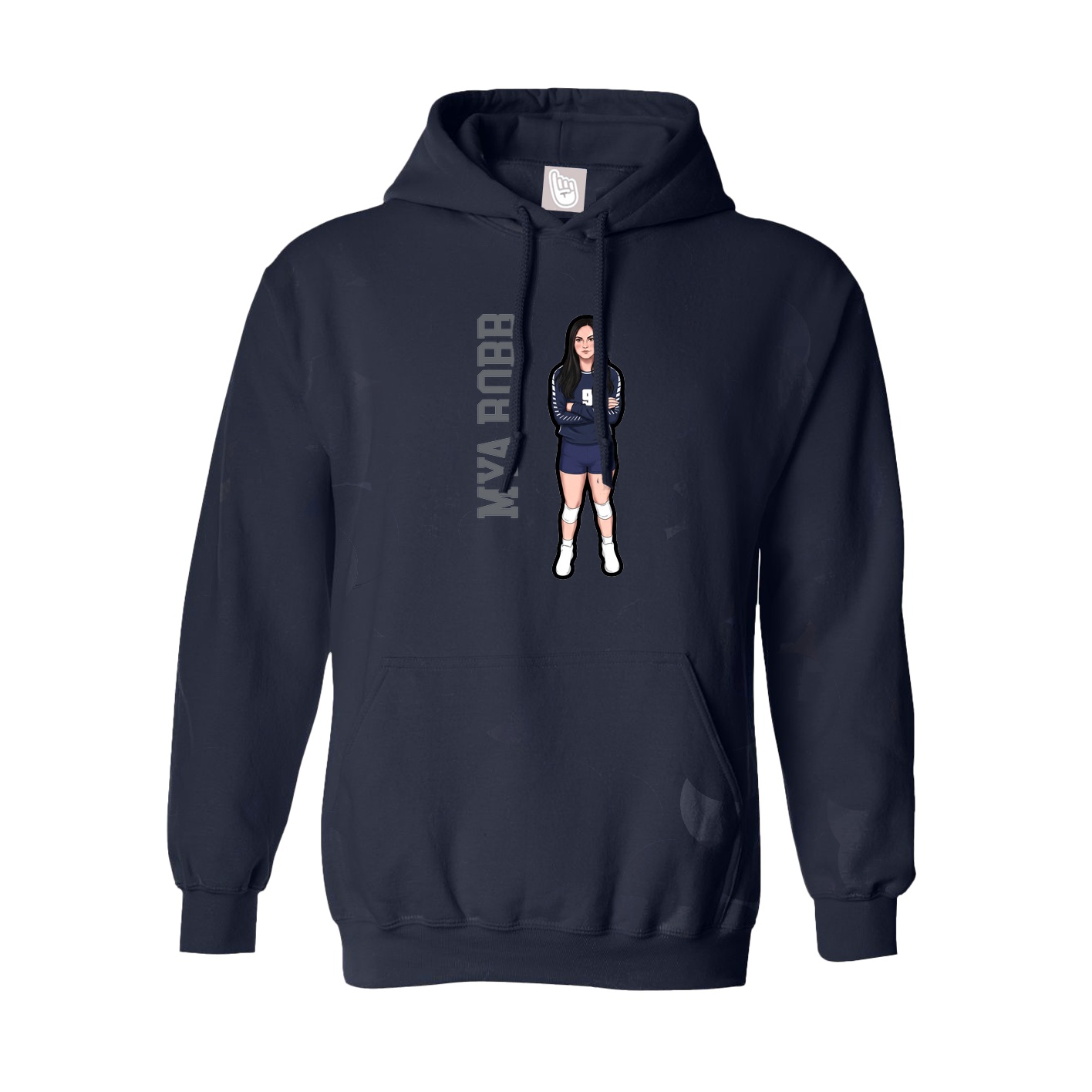Youth Hoodie — Name Vertical in Navy