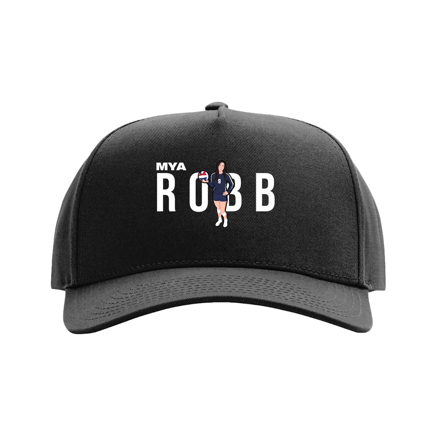 Full Fabric Five-Panel Champ Cap — Player Name in Black