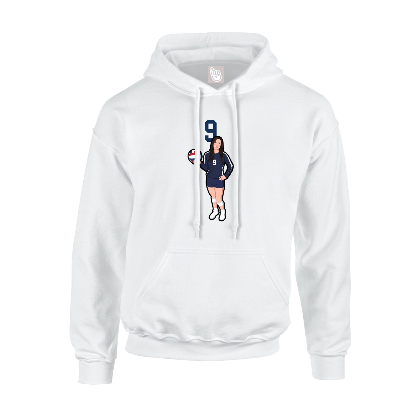 Youth Hoodie — Number Top in White