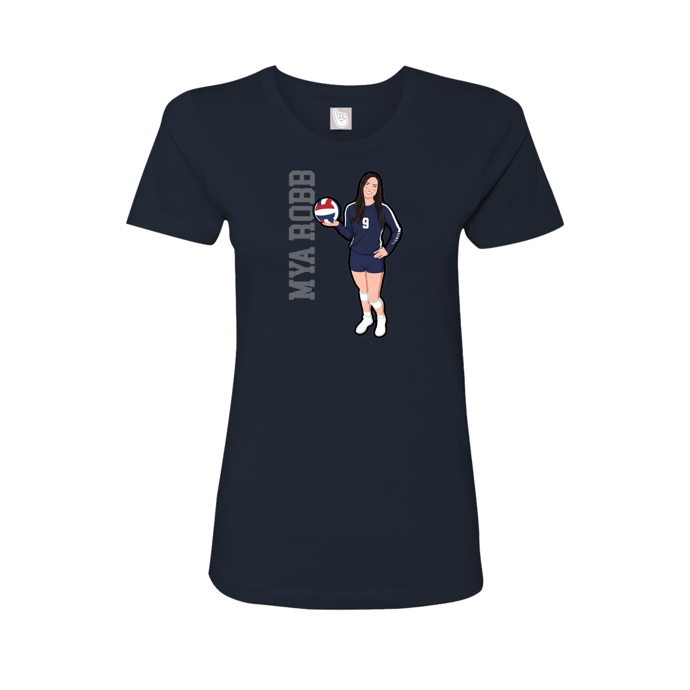 Fitted Women's Tee — Name Vertical in Navy