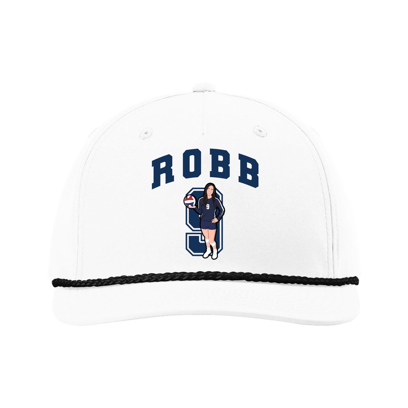 Five-Panel Classic Rope Cap — Number in White