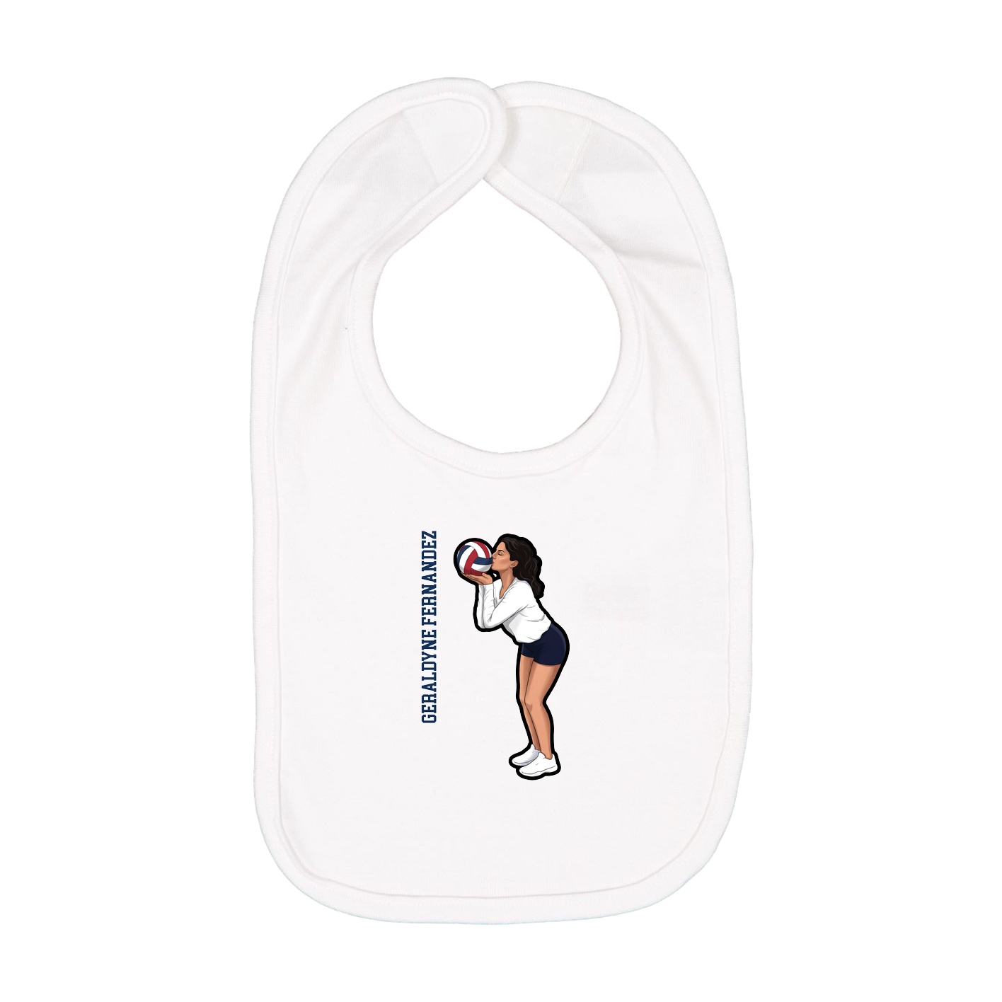 Infant Bib — Name Vertical in White