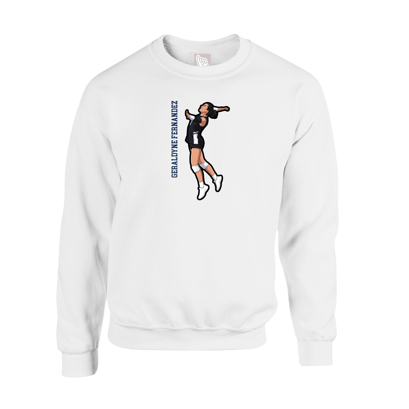 Fleece Crew — Name Vertical in White