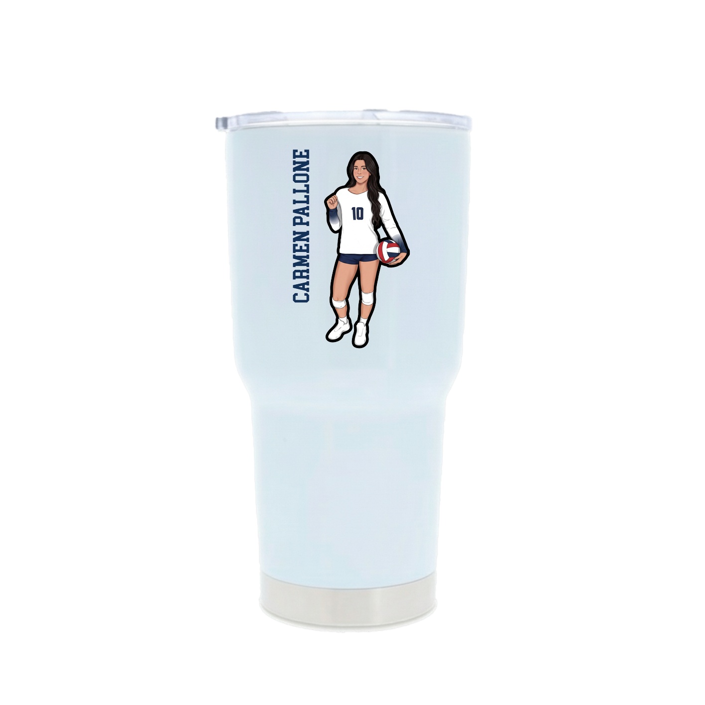30oz Stainless Steel Tumbler — Name Vertical in White
