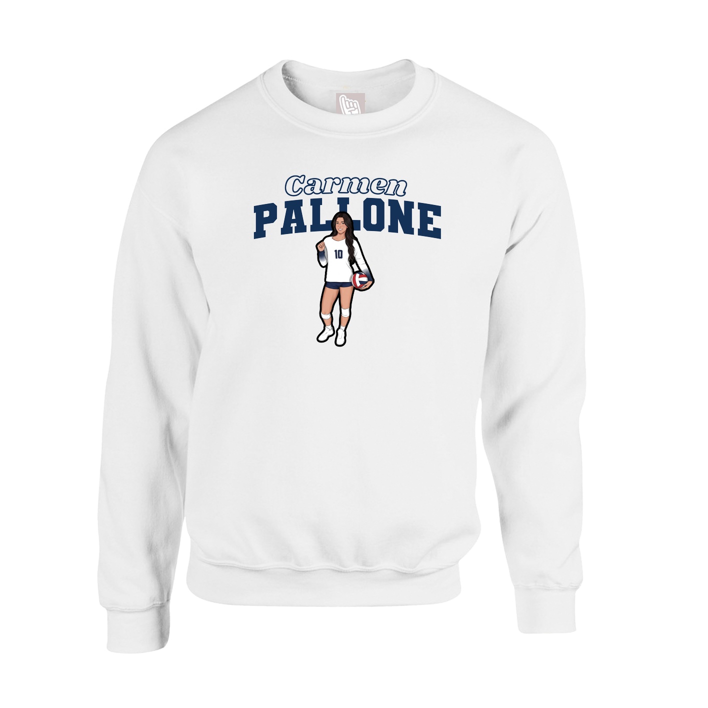 Fleece Crew — Name Arch in White
