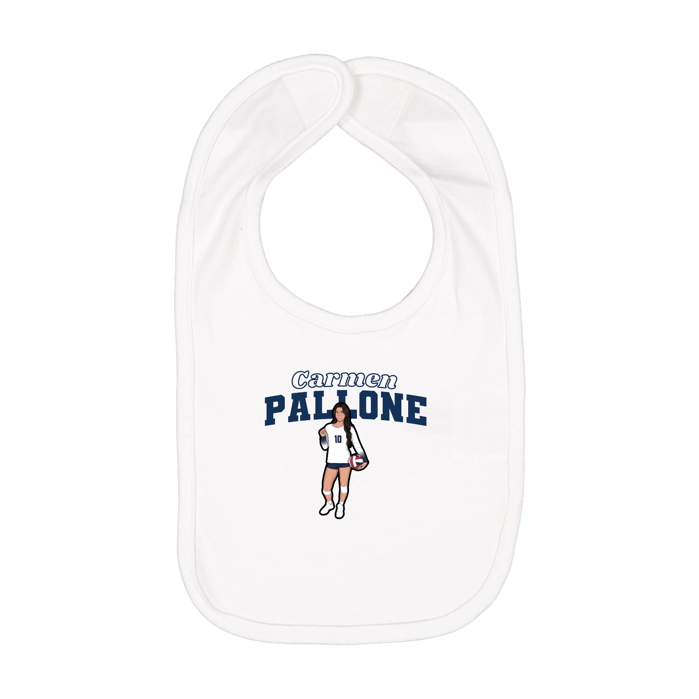 Infant Bib — Name Arch in White
