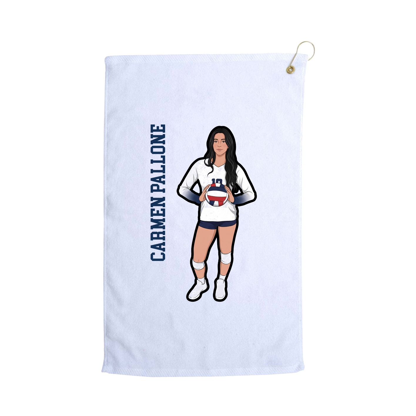 Golf Towel — Name Vertical in White