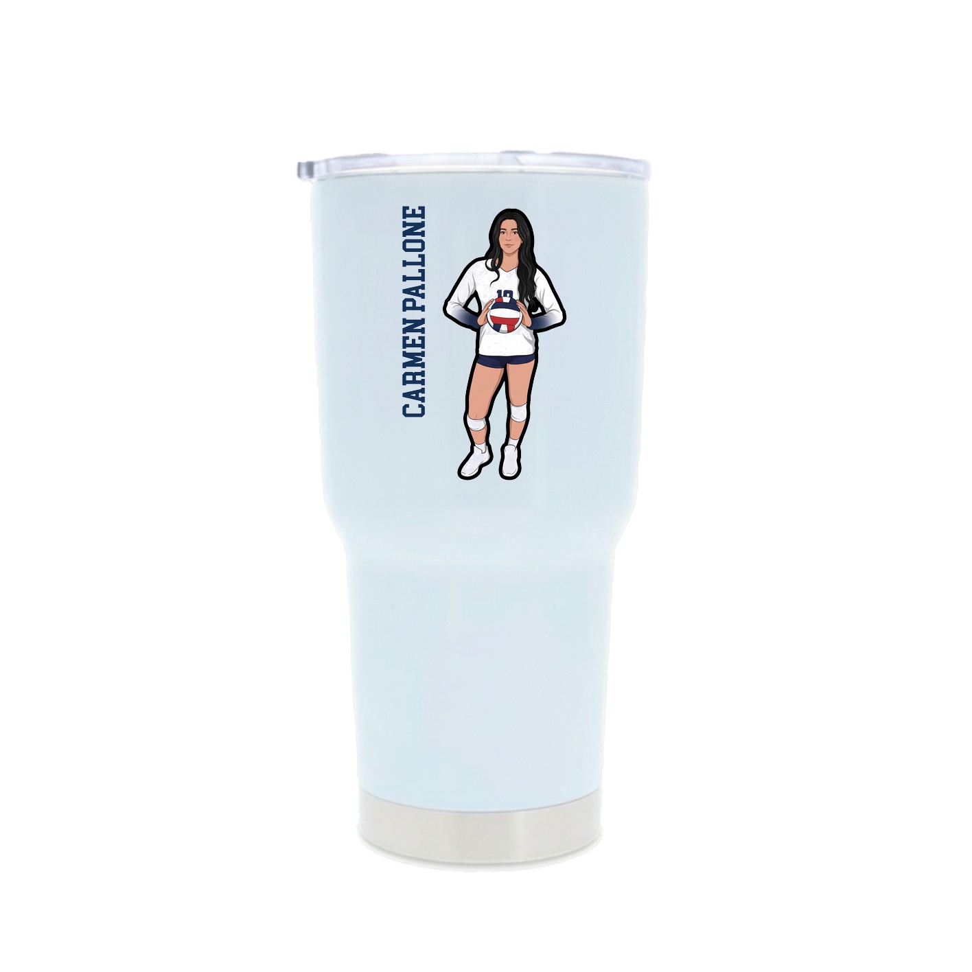 30oz Stainless Steel Tumbler — Name Vertical in White
