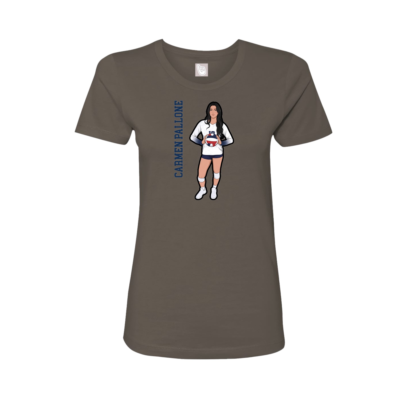 Fitted Women's Tee — Name Vertical in Grey